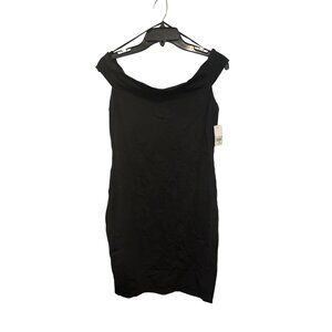Guess Womens Off-Shoulder Black Mini Dress M Cotton/Modal Blend